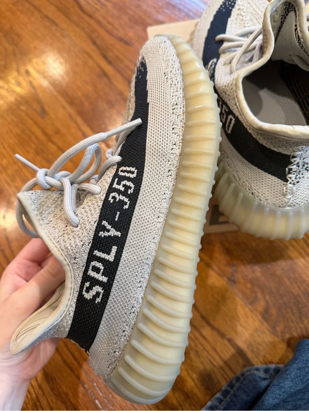 YEEZY mens SPLY-350 Grey/Black Knit Sneakers